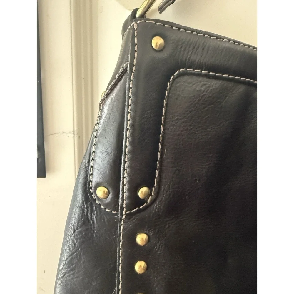 Michael Kors Black Pebbled Leather Studded Hobo Bag Vintage